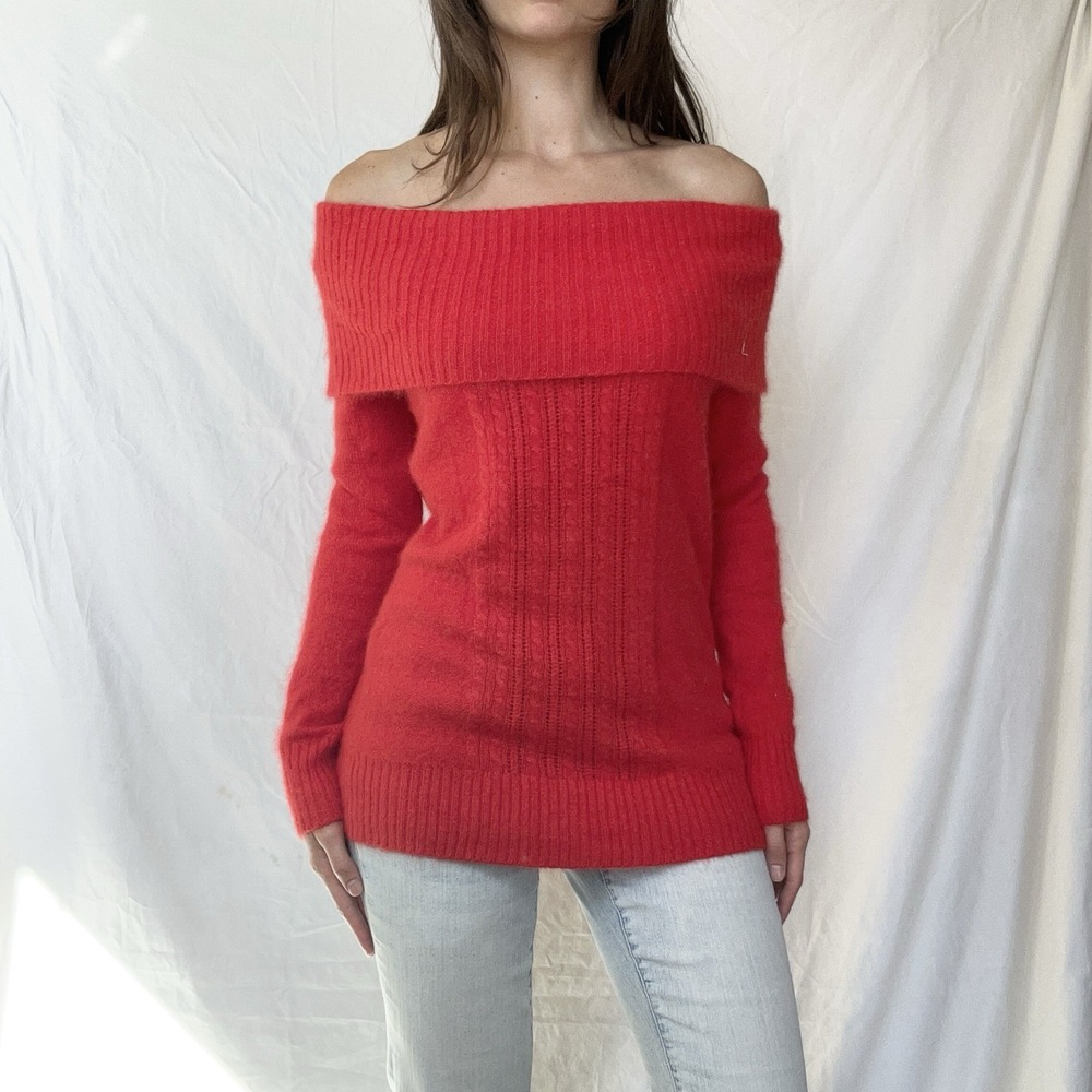 2000s Victoria's Secret MODA International Red Mohair Sweater Y2K
